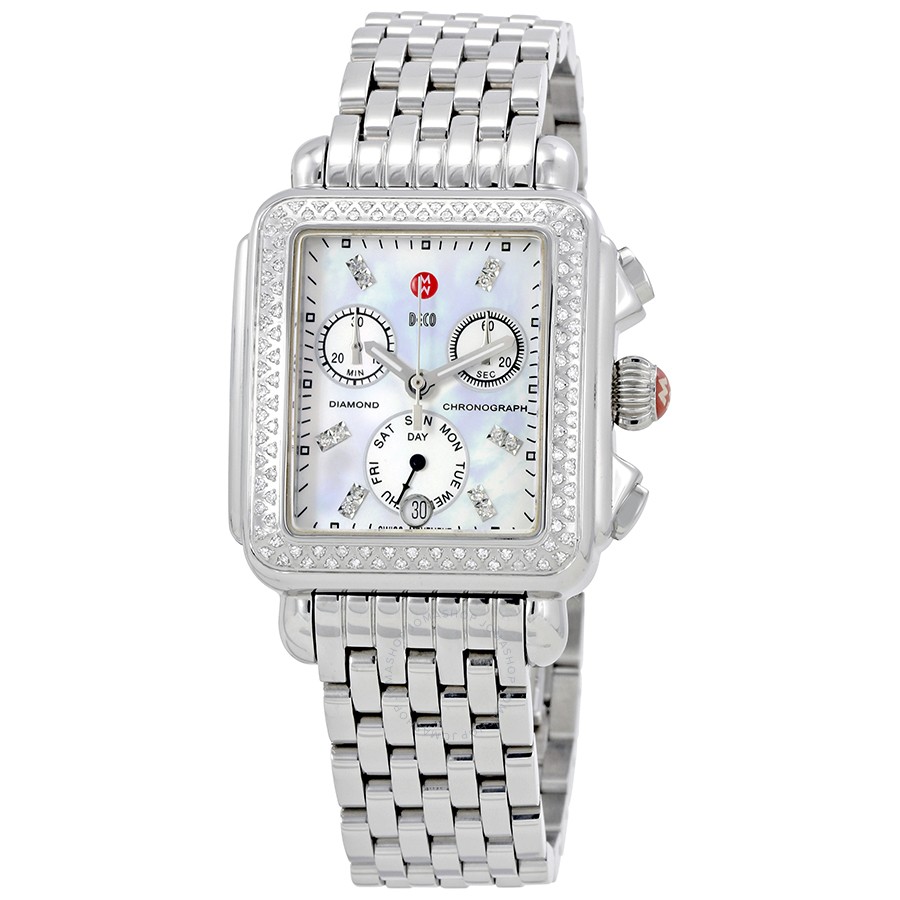 MICHELE Deco Day Mother of Pearl Dial Diamond Ladies Watch