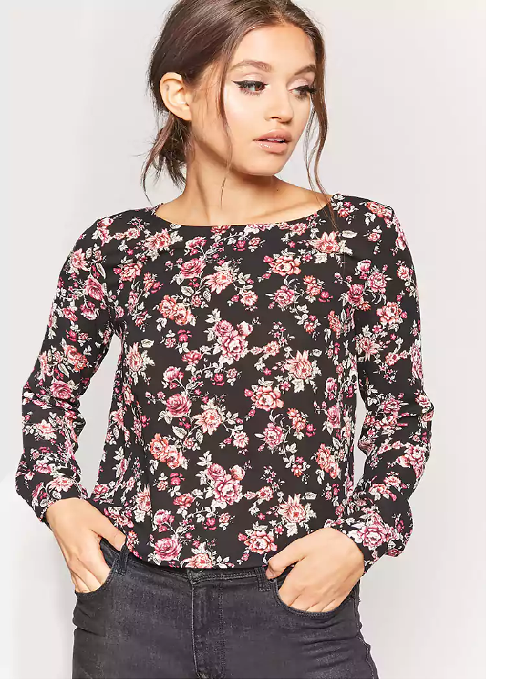 Floral Chiffon High-Low Top