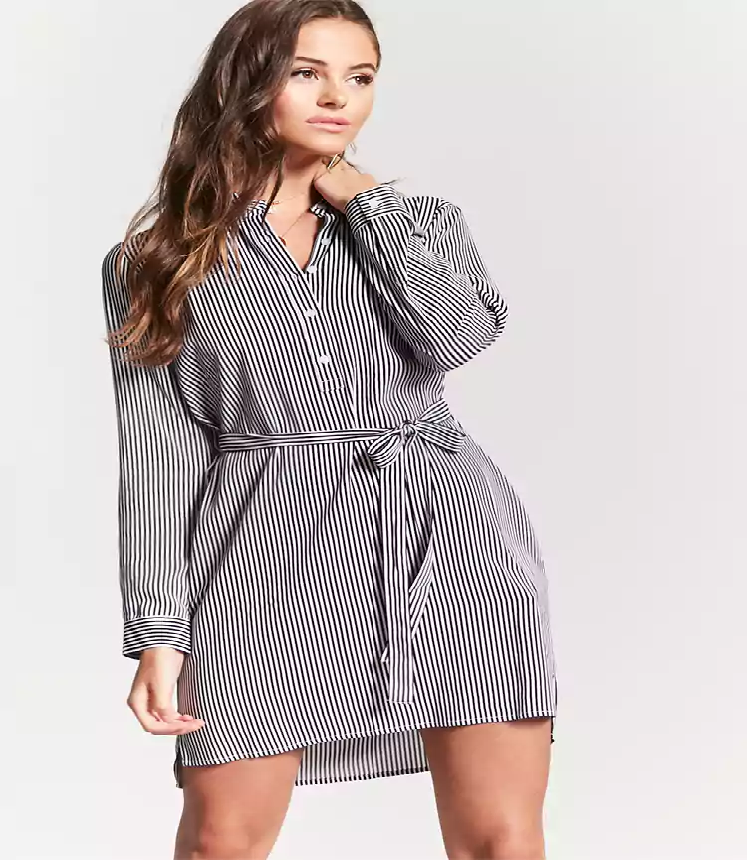 Striped Popover Shirt Dress